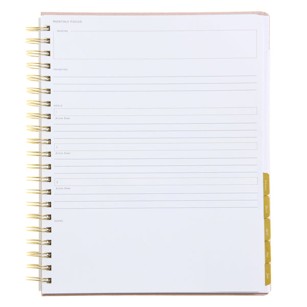 Russell Hazel Blush Spiral Bookcloth Weekly Planner - July 2025 - June 2026