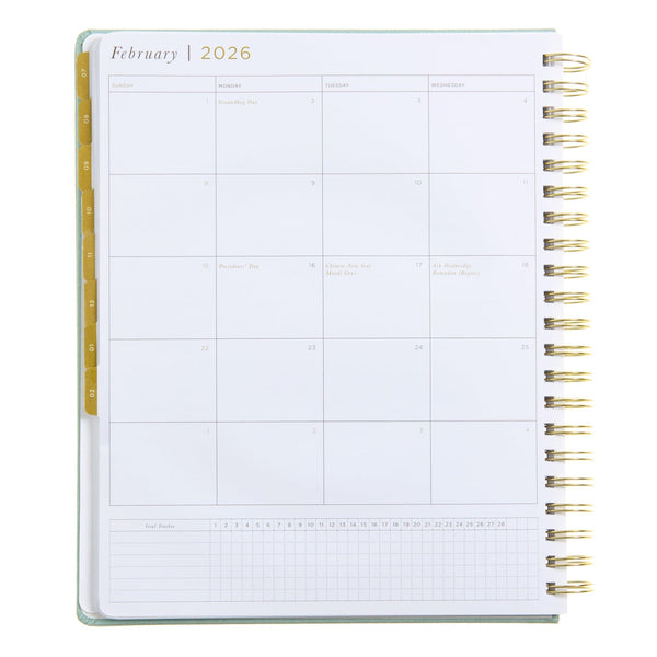 Russell Hazel Dew Spiral Bookcloth Weekly Planner - July 2025 - June 2026