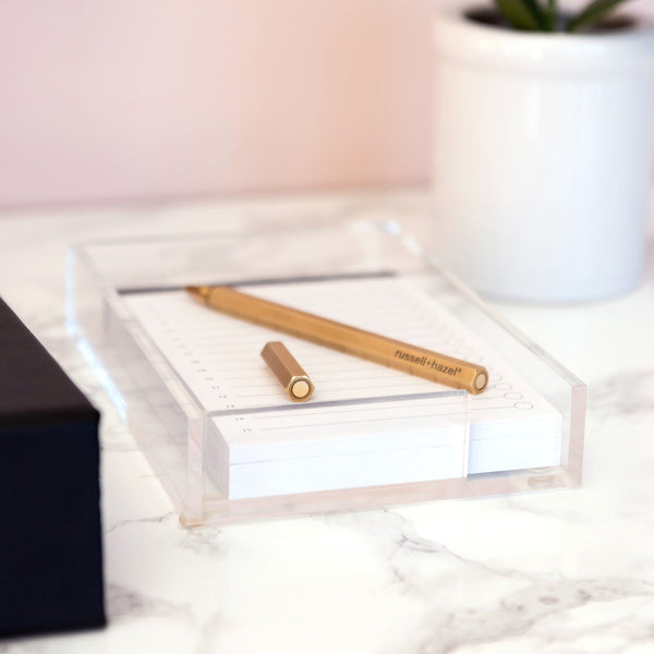 Russell Hazel Jotter Note Card + Acrylic Tray Set - Charcoal