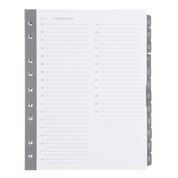 Russell Hazel July 2024 - December 2025 Mini Month Tabs