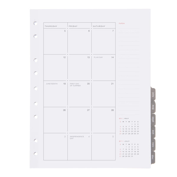 Russell Hazel July 2024 - December 2025 Mini Month Tabs