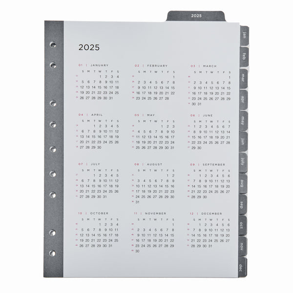 Russell Hazel July 2025 - December 2026 Mini Month Tabs