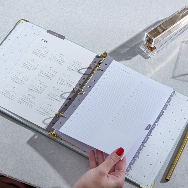 russell hazel July 2025 - December 2026 Mini Month Tabs