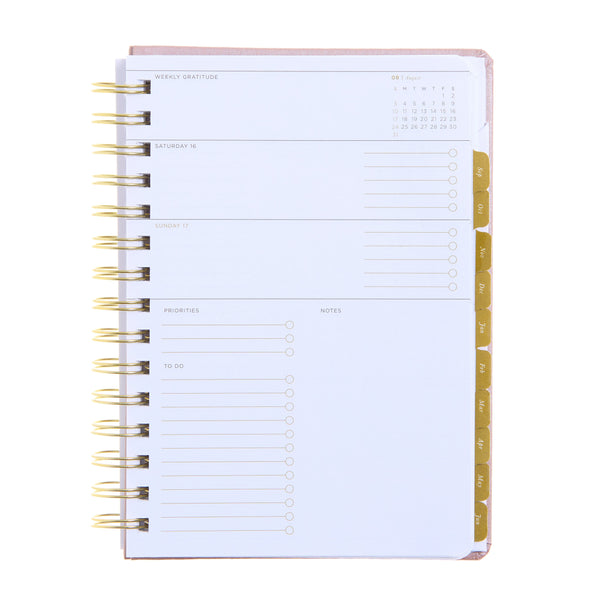 Russell Hazel July 2025 - June 2026 A5 Weekly Planner - Blush Bookcloth