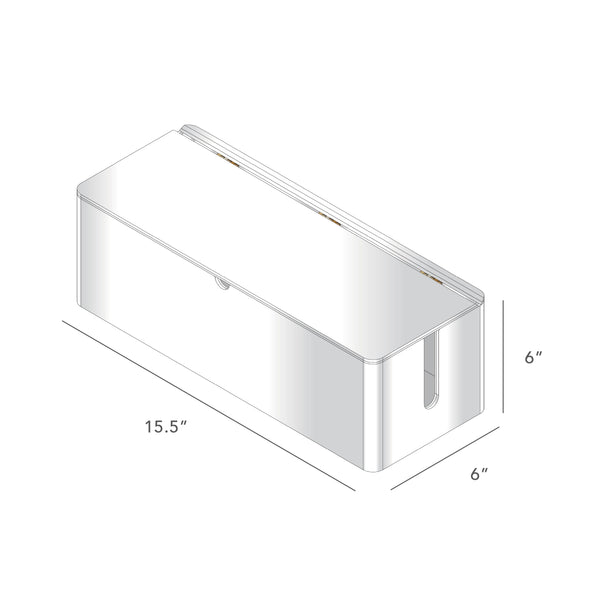 Russell Hazel Large Acrylic Cable Box - Cord Organization Storage - 15.5" X 6" X 6"