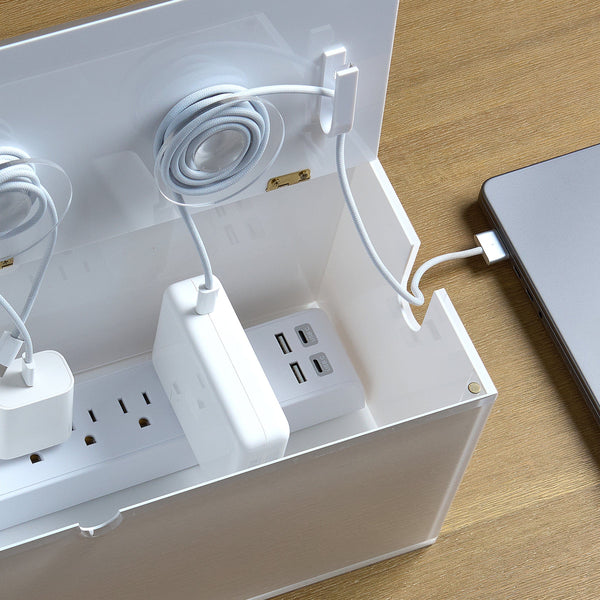 Russell Hazel Large Acrylic Cable Box - Cord Organization Storage - 15.5" X 6" X 6"