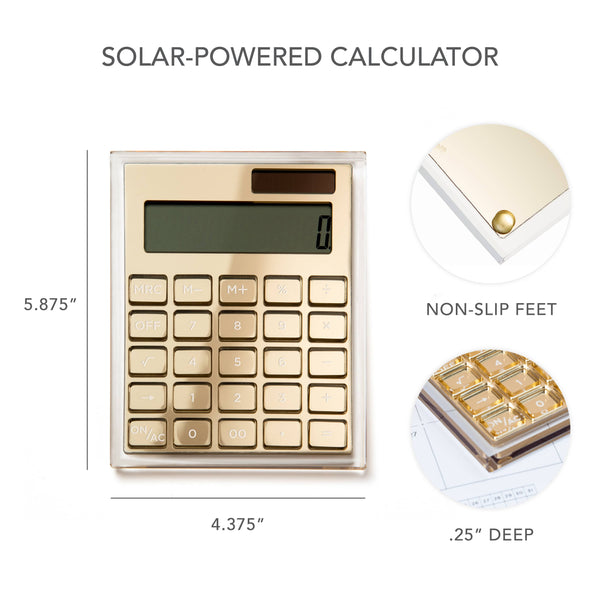 Russell Hazel Acrylic + Gold Calculator