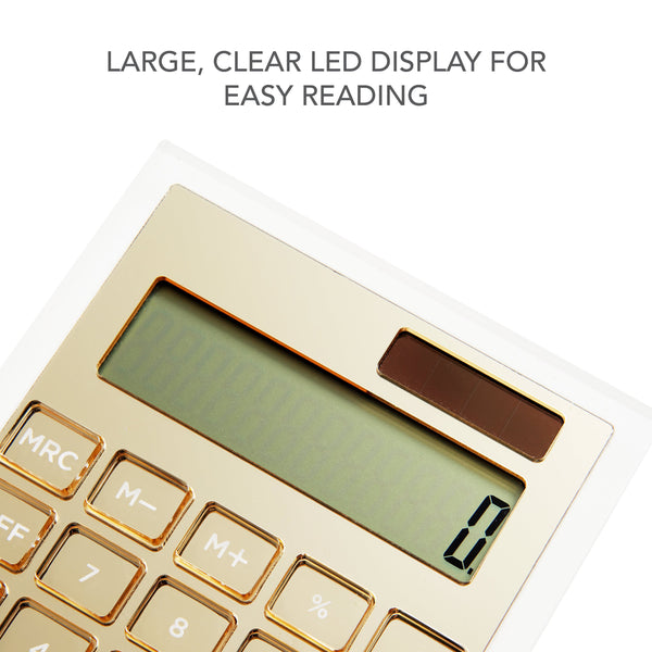 Russell Hazel Acrylic + Gold Calculator