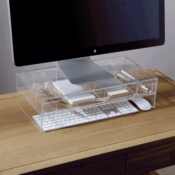 Russell Hazel Acrylic Monitor Stand With Drawer