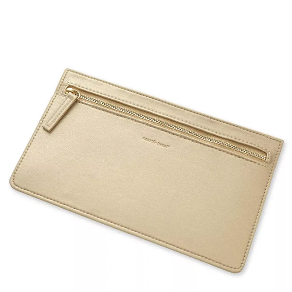 russell hazel Mini Pencil Case - Gold Vegan Leather