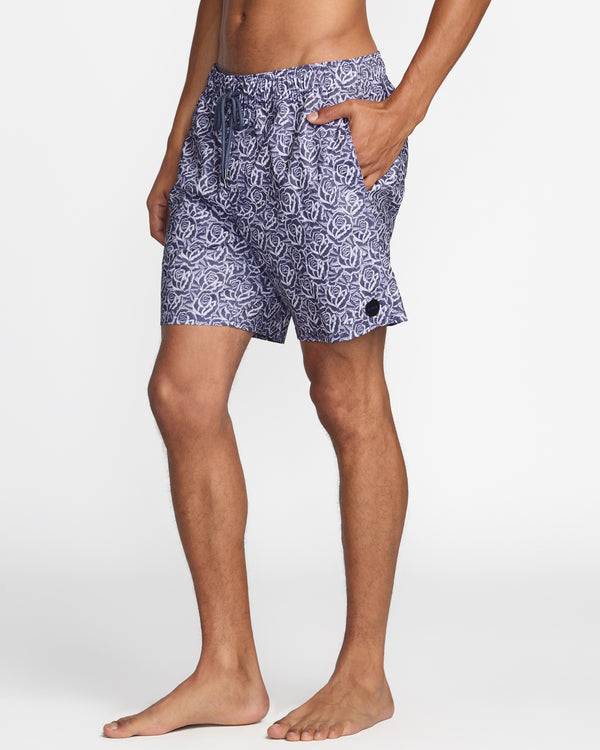 Rvca Barba Roses Elastic 17" Swim Trunk