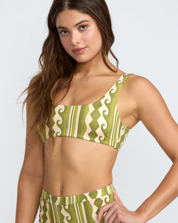 Rvca Beach Wave Lace Back Bralette Bikini Top