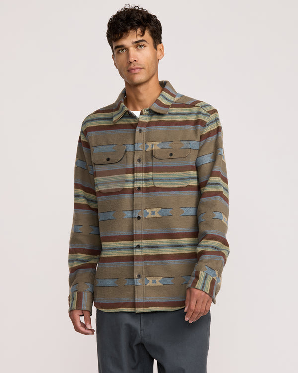 rvca Dayshift Blanket Flannel Long Sleeve Shirt
