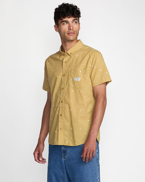 Rvca Exotica Seersucker Short Sleeve Shirt