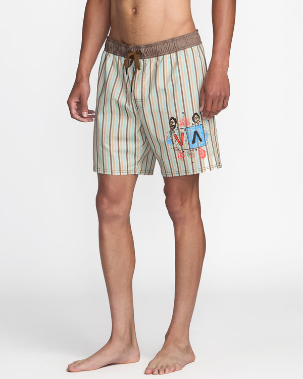 Rvca Jacobs Archive Strp Elastic 17" Swim Trunk
