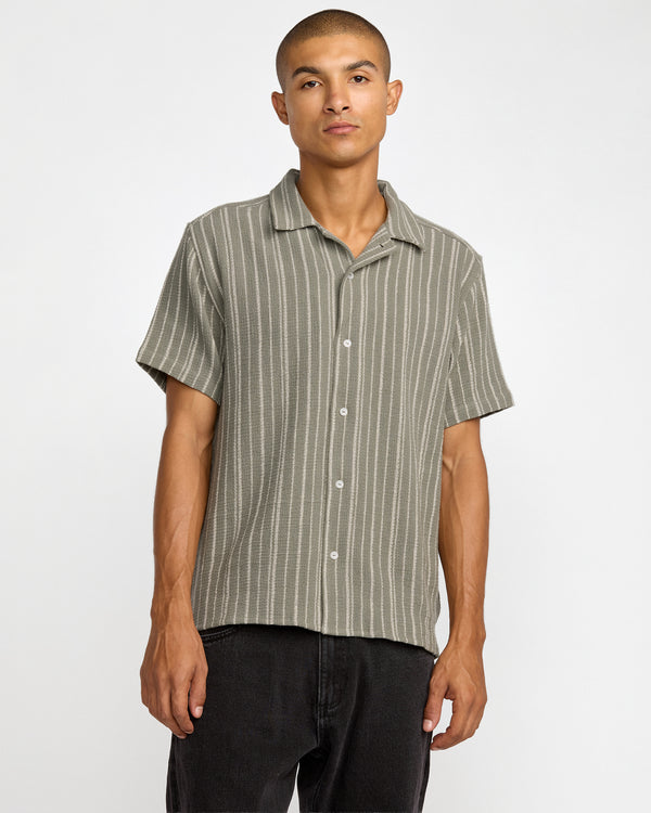 Rvca Vacancy Stripe Short Sleeve Shirt