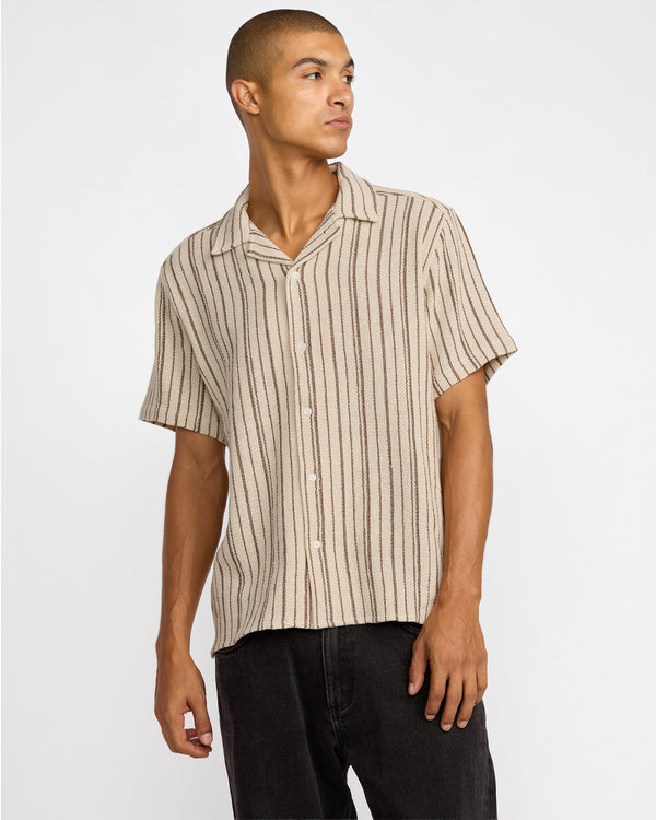 Rvca Vacancy Stripe Short Sleeve Shirt