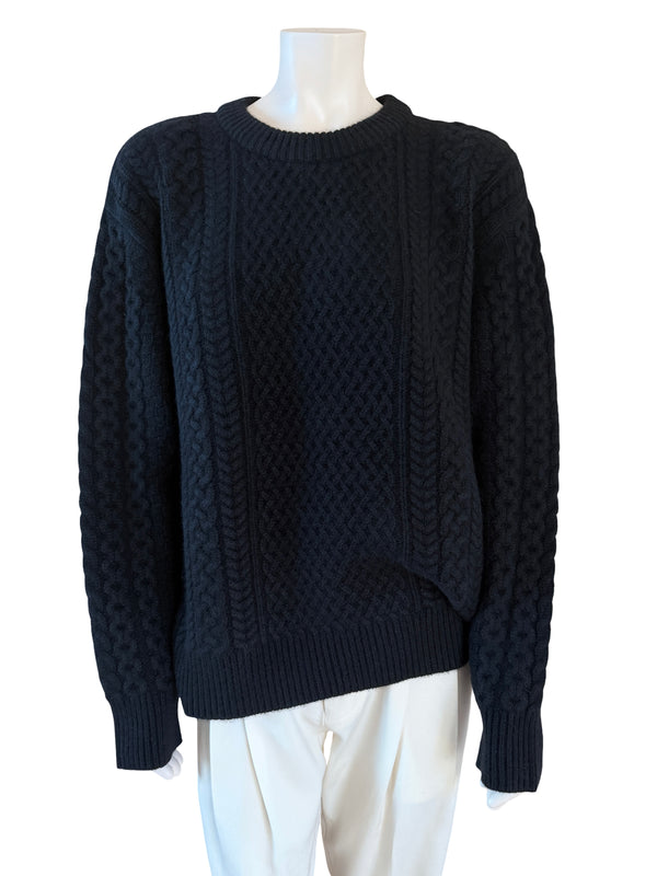 ryan roche Cashmere Cable Knit Sweater in Black Size XL