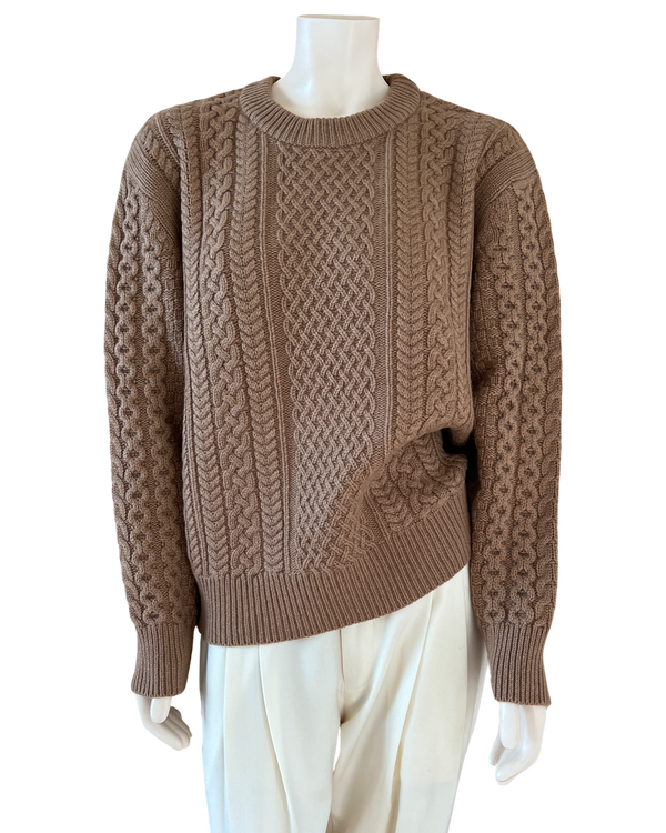 ryan roche Cashmere Cable Knit Sweater in Classic Camel Size M