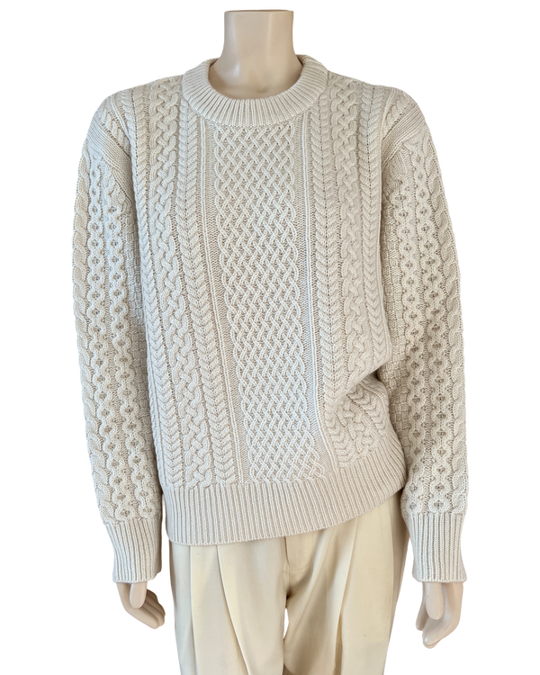 ryan roche Cashmere Cable Knit Sweater in Ivory Size M