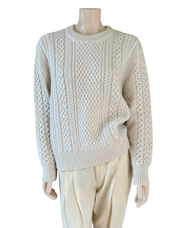 ryan roche Cashmere Cable Knit Sweater in Ivory Size S