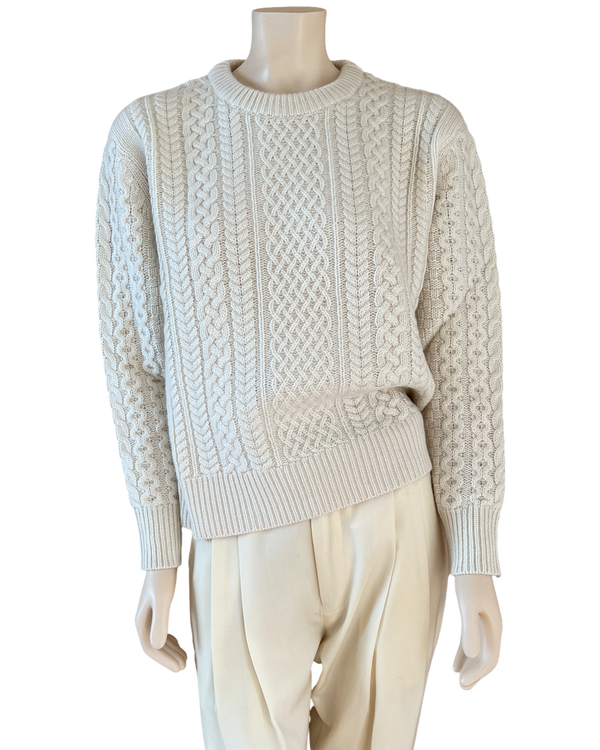 ryan roche Cashmere Cable Knit Sweater in Ivory Size XS