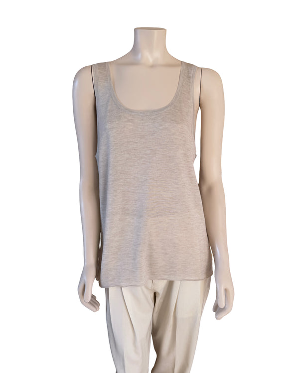 ryan roche CASHMERE FEATHER WEIGHT BOYFRIEND TANK IN JUTE