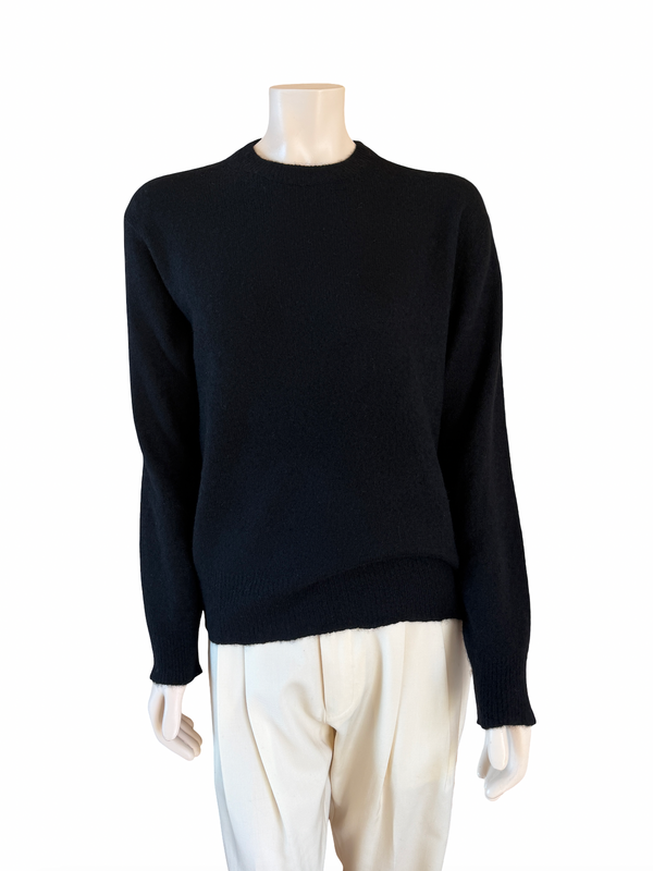 ryan roche Cloud cashmere and silk essential crew neck sweater in black