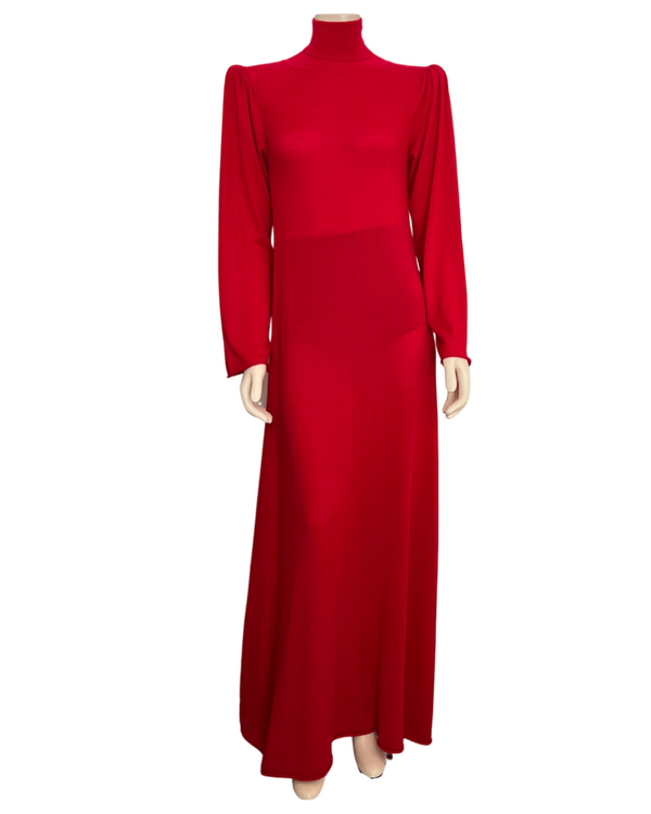 ryan roche Cashmere puff sleeve turtleneck dress