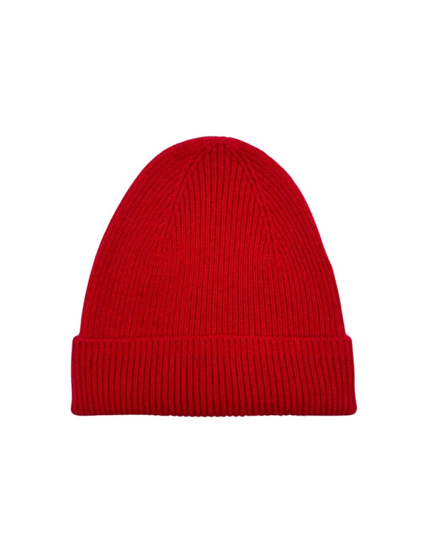 ryan roche Cashmere rib beanie in red