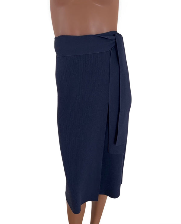 ryan roche CASHMERE RIB SKIRT NAVY SIZE S/M