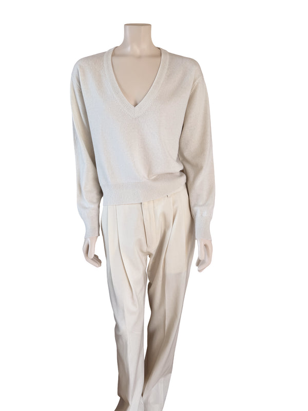 ryan roche Cashmere V Neck Ivory M