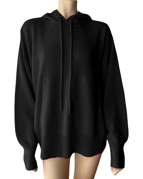 ryan roche Cloud cashmere and silk hoodie in black