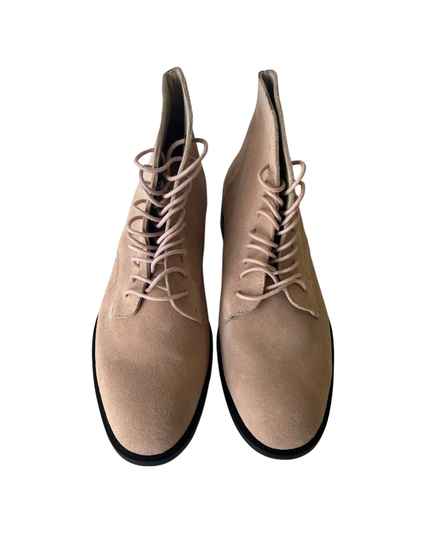 ryan roche PINK SUEDE LACE UP BOOT SIZE 39 40