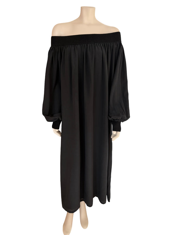ryan roche Washed Silk Cashmere Rib Dress in Black