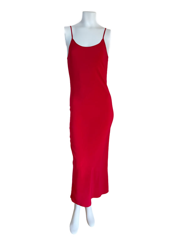 ryan roche Stretch Silk 90's Bias Slip Dress in Red