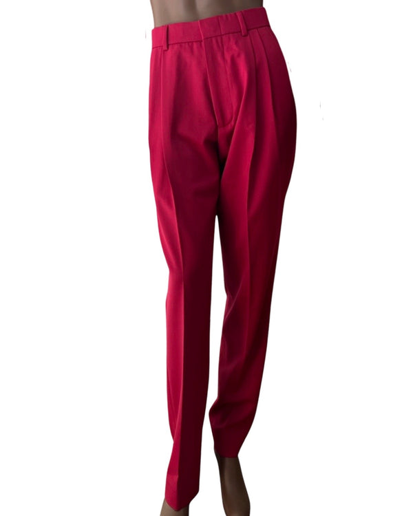 ryan roche Wool gabardine trouser with front pleats in lipstick