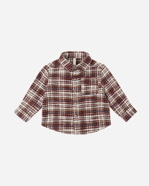 rylee cru Collared Long Sleeve Shirt Burgundy Plaid