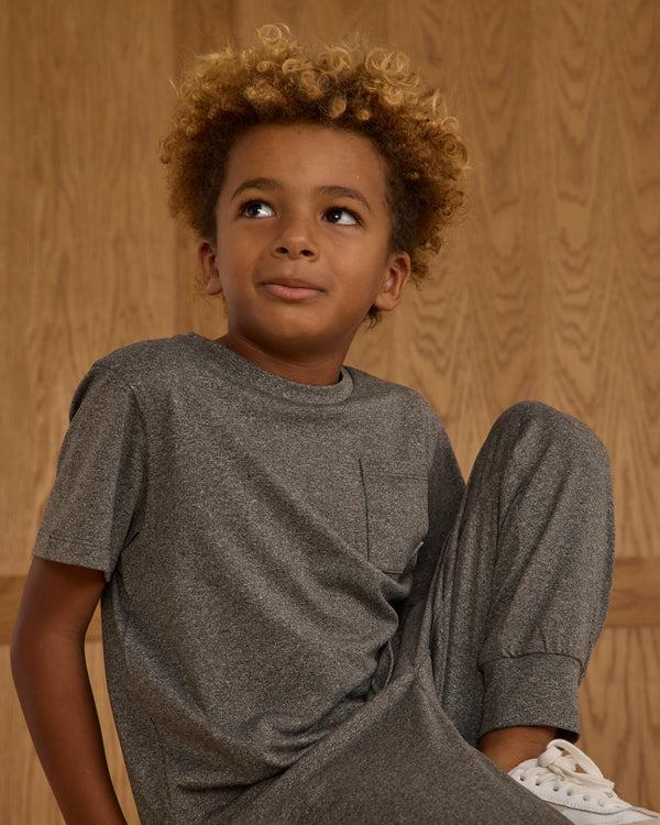 Rylee Cru Cove Essential Pocket Tee Heathered Black