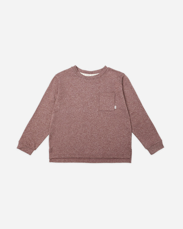 rylee cru Long Sleeve Pocket Tee Heathered Burgundy