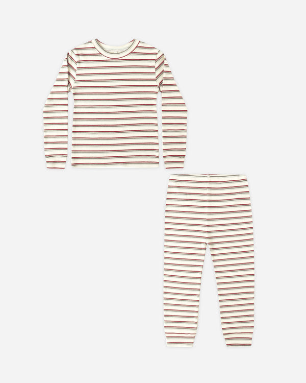 rylee cru Organic Long Sleeve Pajama Set Holiday Stripe