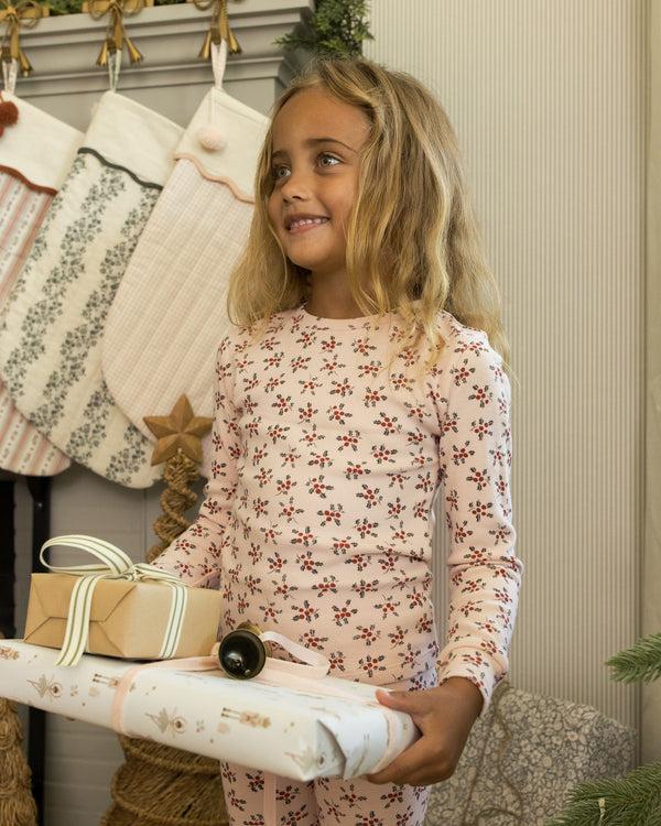 Rylee Cru Organic Long Sleeve Pajama Set Holly Berry