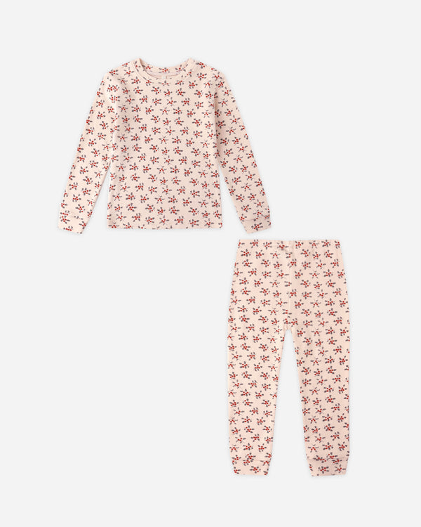 rylee cru Organic Long Sleeve Pajama Set Holly Berry