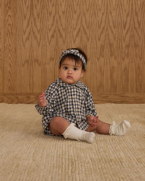 Rylee Cru Baby Bow Headband Navy Check