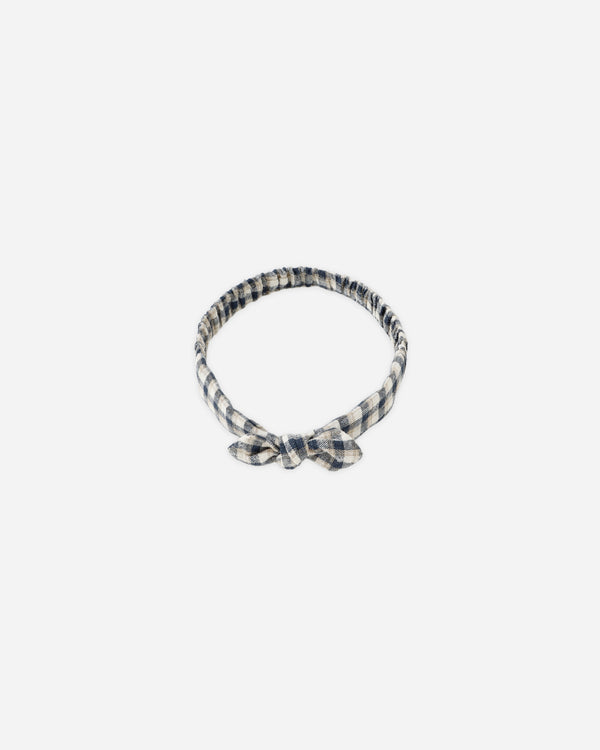 rylee cru Baby Bow Headband Navy Check