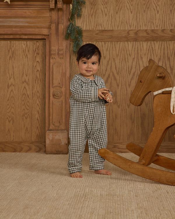 Rylee Cru Baby Pajama Romper Evergreen Gingham
