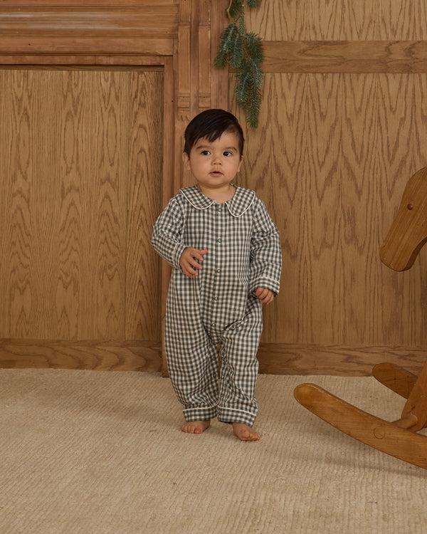 Rylee Cru Baby Pajama Romper Evergreen Gingham