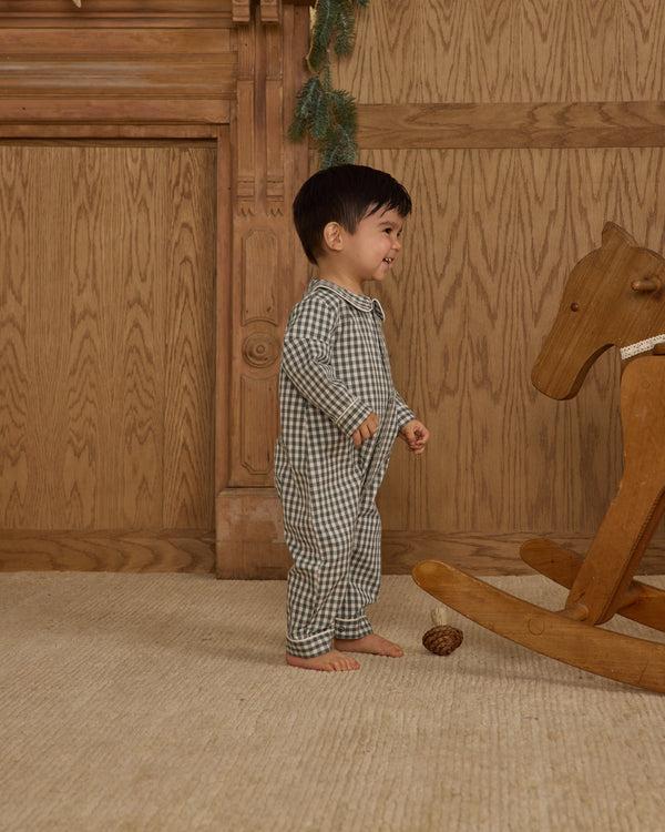 Rylee Cru Baby Pajama Romper Evergreen Gingham