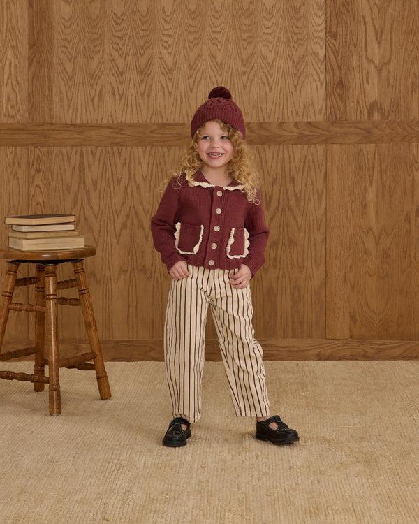 Rylee Cru Barrel Pant Burgundy Pinstripe