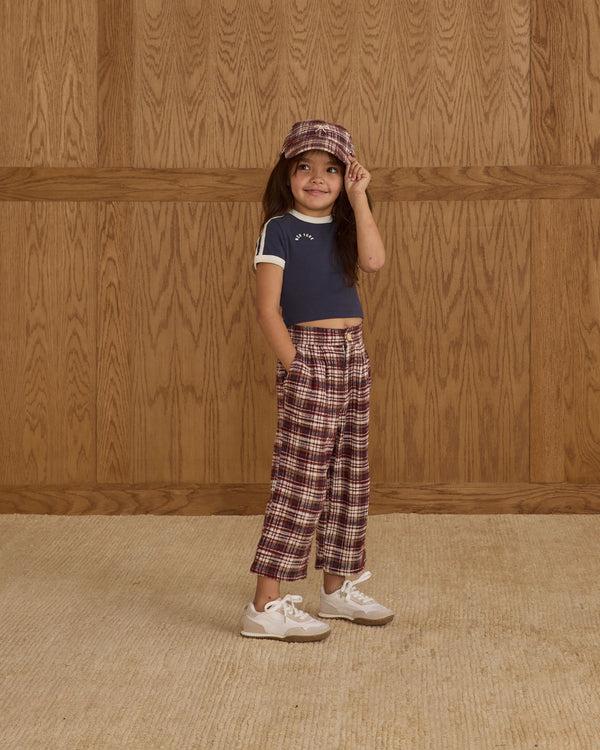 Rylee Cru Baseball Hat Burgundy Plaid